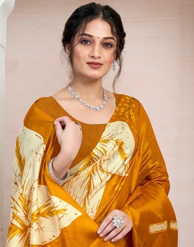 Image of SIRIL Women's Cotton Printed Saree With Unstitched Blouse Piece