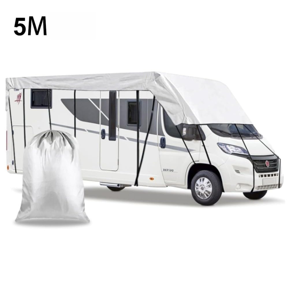 Oxford 210D toutes saisons pour camping-car Housse d'hiver imperméable résistante aux UV Véhicules de camping et pour grandes tentes Gris 7,5 m x