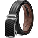 SKiporty Men's Ratchet Belt Leather 1 3/8'' Adjustable Belts for Men Dress Casual Jeans Comfort Trim