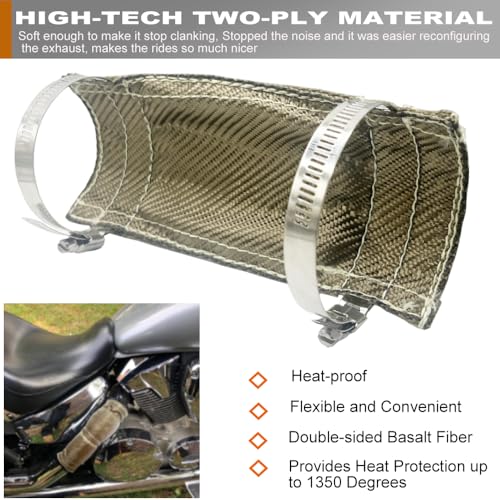Protector térmico de tubo de titanio de 6x24.4" y protector de calor para motocicleta 6