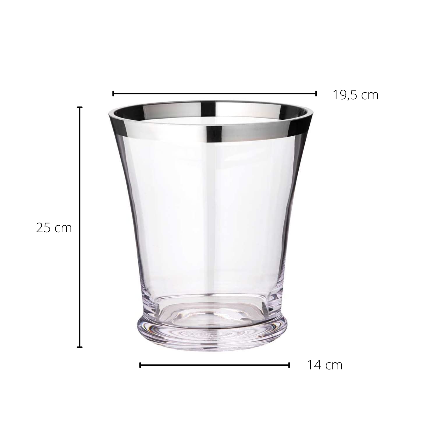 EDZARD Champanera Reuben (H 22 cm, Ø 19,5 cm), cristal soplado a mano con borde de platino, para 1 botella – enfriador de vino, enfriador de botellas, cubitera