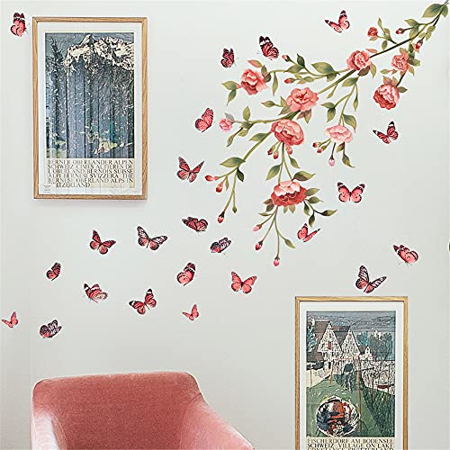 Flowers And Butterflies Wall Decals Garden Wall Stickers Bedroom Living Room Tv Wall Door Decor Murals (Flowers And Butterflies) #TOP2