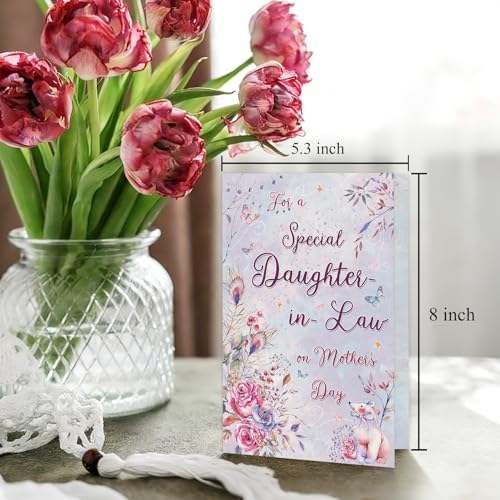 Oamiolek Funny Floral Mother's Day Card for Daughter In Law, Heartfelt Mothers Day Card from Parents In Law, For A Special Daughter-In-Law
