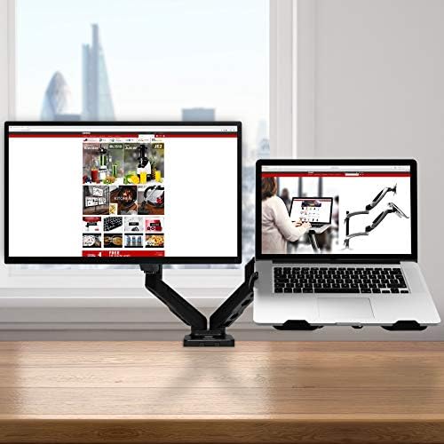 Duronic Dual Monitor Arm Stand DMDCL1X1 | Double/Twin PC Desk Mount | Height Adjustable | For 13-24 Inch LED LCD Screen & Laptop | VESA 75/100 | 6.5kg | Tilt +90°/-45° Swivel 180°