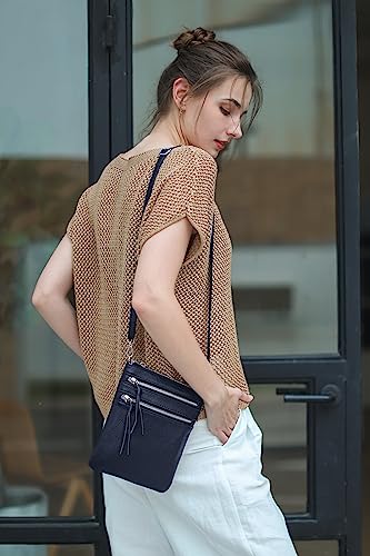 Image of befen Small Genuine Leather Crossbody Purses for Women Trendy Travel Shoulder Handbags with Multiple Zipper Pockets