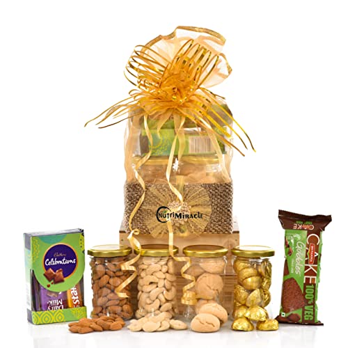 Image of NUTRI MIRACLE Diwali Nuts and Dry Fruits Gift Hamper | Corporate Employee Gift Basket