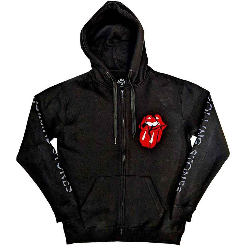 Rock Off officially licensed products The Rolling Stones Hoodie Hackney Diamonds Shattered Tongue Official Zipped S Black