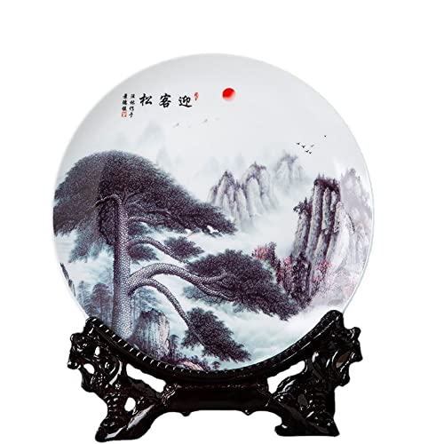 Jingdezhen - Plato de porcelana de cerámica china de 26 cm, adornos pequeños para decoración del hogar y sala de estar