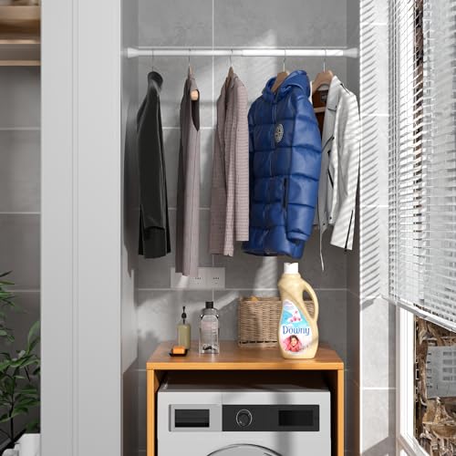 Image of White Tension Rods 16 to 26 Inch Tension Curtain Rod Small Tension Rods Adjustable Curtain Rod Spring Curtain Rods No Drilling Expandable Pressure Spring for Closet Kitchen
