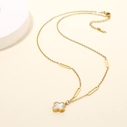 Miniatura 7 de AILPIWE Gold Clover Necklace for Women,18K Gold Plated Lucky Clover Pendant Necklace, Dainty Gold Necklace for Women Gift