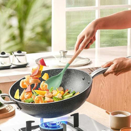 Utensilios de cocina con mango de madera y diseño antiadherente duradero 8