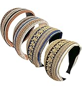 REFRASE LIFE Traditional Style Headbands for Women 4 Pieces Boho Handmade Embroidery Vintage