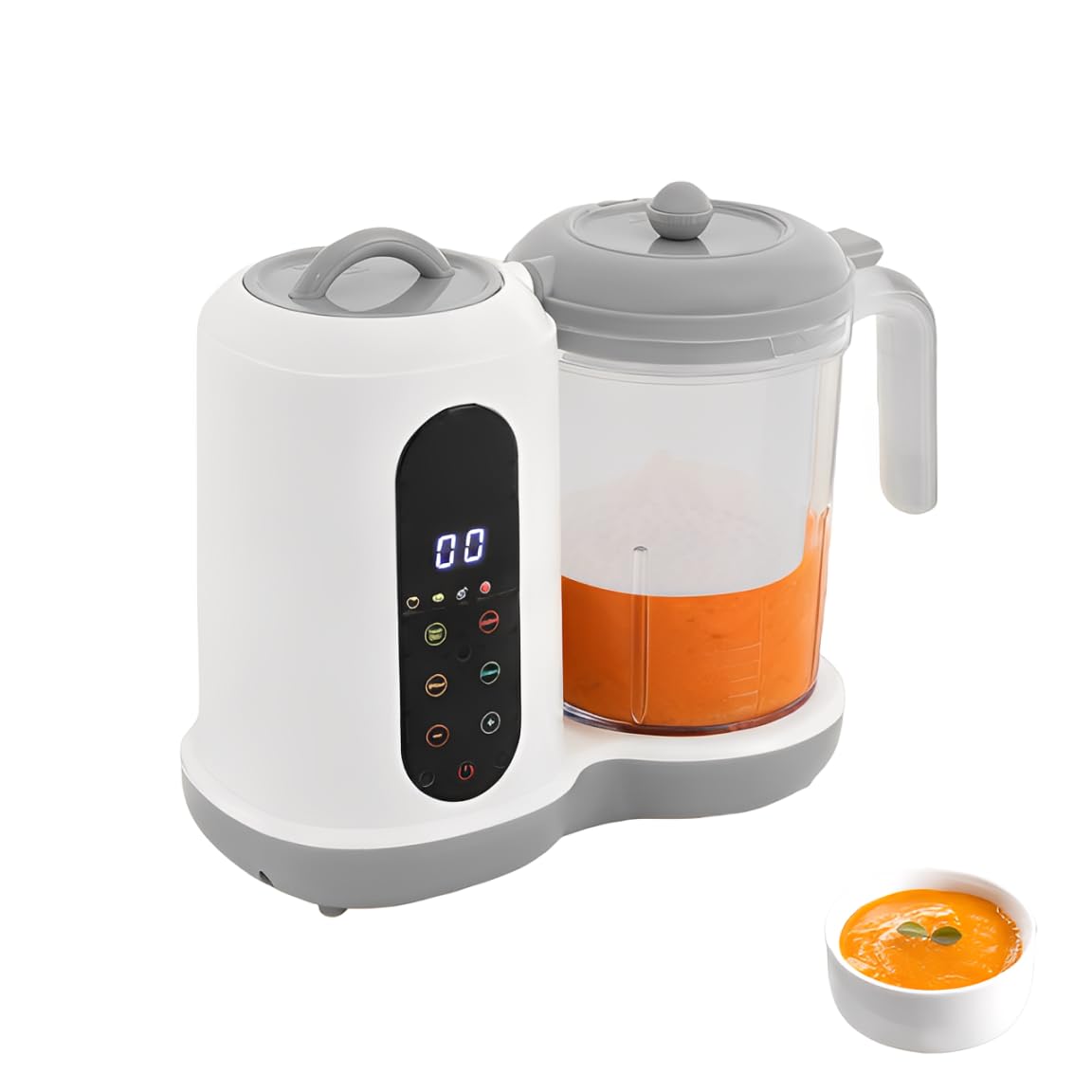 Multifunktions-Küchenmaschine, Zerkleinerer Elektrisch Mini, 450W, All-in-One: Dampfgaren, Mixen, Heizung, Geeignet für Babynahrung, Gemüse, Obst und Fleisch, Weiß