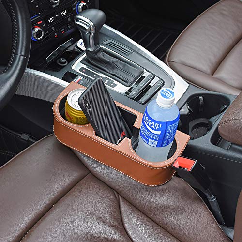 Image of Brown Multifunctional Car Cup Holder Car Seat Organizer Gap Filler Bottle Phone Storage Organizer