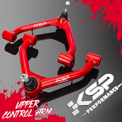 Image of KSP Front Upper Control Arms for Silverado Sierra 1999-2006, 2-4 inch Adjustable Tubular A-Arm Replacement Factory /Stock Suspension Arms UCA After 2-4 inches Lift On Chevy GMC 4WD 4X4 RWD, 2PCS Red