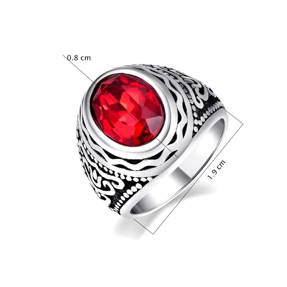 Stainless Steel Crystal Carved Ring, Unisex Gift