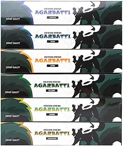 Incense Sticks Gift Set Sandalwood, Jasmine, Lavender, Ocean, Lemon, Relaxing - 120 Sticks