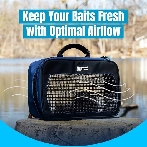 Image of Reaction Tackle Deluxe Bait Binder, Water Resistant Soft Bait Storage System for Soft Plastics and Rigs with Zippered Sleeves, Mesh Bag