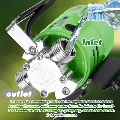 TIGEROAR Water Transfer Pump 115V Water Pump 330 GPH Utility Portable Electric with 6 ft. Suction Hose 0.1HP Rain Barrel Pump for Transferring from Ponds, Pools, Aquariums, Hot Tubs Green - Thumbnail 3