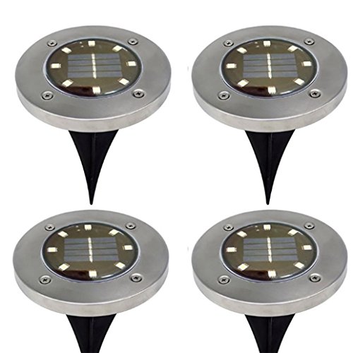 8 LED Waterproof Solar Power Ground Lamp Buried Light,Tuscom Outdoor Pathway Garden Decking Driveway Patio Lawn Yard Landscape Spike Lighting (Cool White)