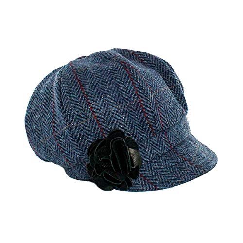 Mucros Weavers Ladies Newsboy Irish Hat (Dark Blue Tartan) #TOP2