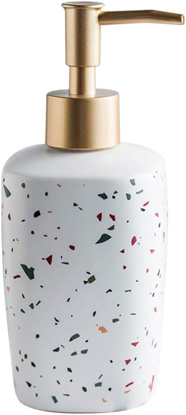 Nordic Style White Ceramic Hand Soap Dispenser, Decorative Liquid Soap & Lotion Dispenser Hand Soap Dispenser, for Kitchen or Bathroom Countertops (Cylinder)