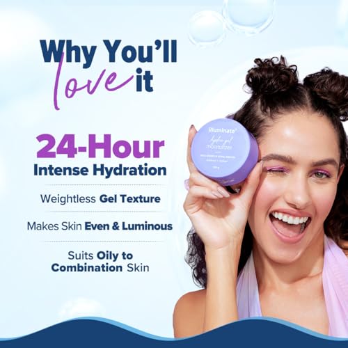 Image of Aqualogica Illuminate + Hydra Gel Moisturizer with Wild Berries & Alpha Arbutin - 20g 24 Hour Intense Hydration | Water-Like Gel Texture | Non-Sticky & Quick Absorbing for Luminous Skin | Suits Oily to Combination Skin I Men & Women