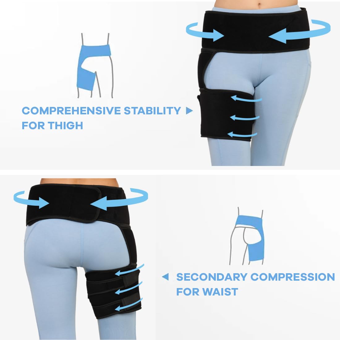 Entworfen, Stabilisierende Oberschenkelbandage, Hüftgelenkstütze für Ischias-Schmerzlinderung, Piriformis-Syndrom, Oberschenkelkompression, Hamstring-Hüftbandage für Frauen & Männer