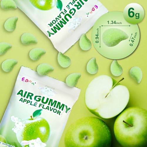 Image of Soft & Chewy Candies 7 Packs, Marshmallows Gummies Candy Bulk, Sweet & Sour Chews Candy Gummy Net 350g, Natural Dyes & Flavors, Major Allergy Friendly, Individually Wrapped Fruity Snack Packs (Apple)