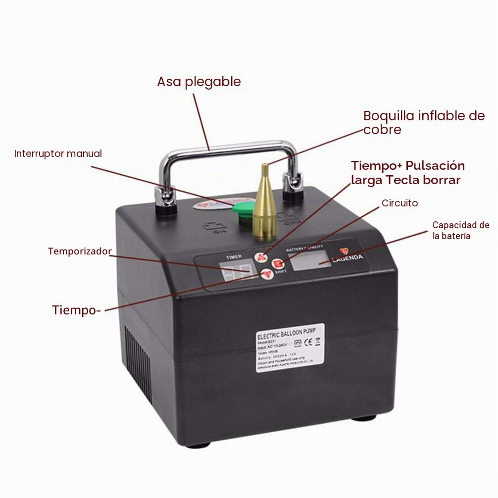 Bomba De Aire Eléctrica Profesional para Globos - Inflador Automático con Temporizador para Fiestas, Cumpleaños y Decoración De Eventos De Bodas
