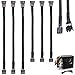 WYIKJKJ Connecteur De Câble D'extension Ventilateur 6 Pcs Pwm Compatible 3 4 Broches Répartiteur Pc Rallonge Noir Boîtier Tressé 27cm 42cm