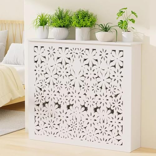 GUQASDV Cubiertas de radiador para el hogar, estante de radiador de diseño hueco, armario de calefacción decorativo blanco de fácil montaje, para oficina, pasillo, sala de estar (70 x 70 x 15 cm)