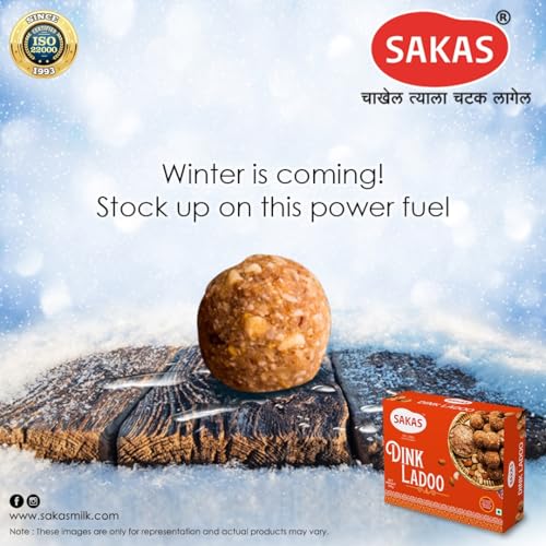 Image of SAKAS Dink Ladoo 200g | Traditional Maharashtrian Energy Boosting Sweet | Made with Edible Gum (Dink) | No Added Colors or Preservatives | Festive Gift Pack | Since 1993 | 90 Days Shelf Life