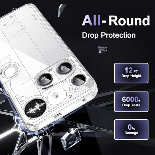 Image of Case for Nothing Phone 3, Military Grade Drop Protection Phone Case, Yellowing Resistant, Anti-Scratch Hard PC Back, Shockproof Hard Ultra-Thin Protective Cover, Clear