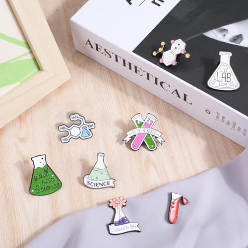Image of SUNNYCLUE 1 Box 8Pcs Enamel Science Pins Science Lapel Pins Enamel Kawaii Brooch Cute Cartoon Back to School Lapel for Backpacks Laboratory Women Men Graduation Gift Clothes Decor
