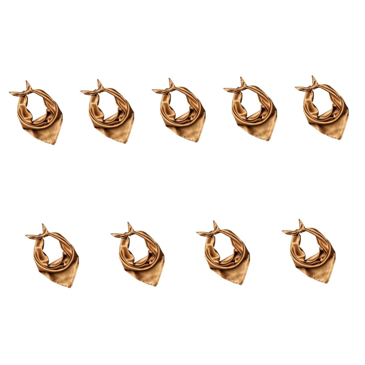 9 Piezas bufanda de mujer Pañuelo cuadrado accesorio de moda mujer bufanda de seda para envoltura de seda para la cabeza pañuelo de de color liso Golden