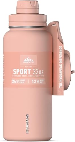 Miniatura 14 de Hydrapeak Botella de agua deportiva aislada de 32 onzas con pajita y tapa para beber, a prueba de fugas y derrames, mantiene las bebidas frías Gris
