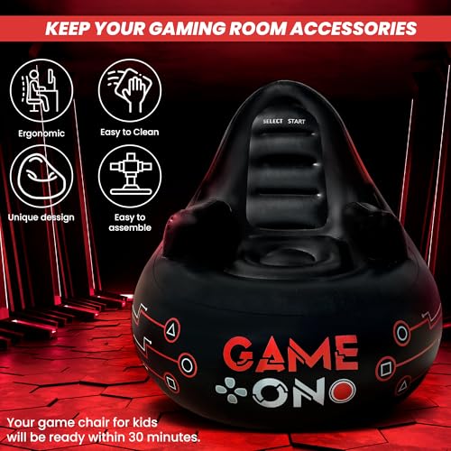 Huge Inflatable Gaming Chairs for Adults, Kids & Teens of All Ages - with Cup Holders & Side Pocket - Premium Game Chair for Gaming Room Décor, Video Gaming, and Comfortable Seating - Image 6