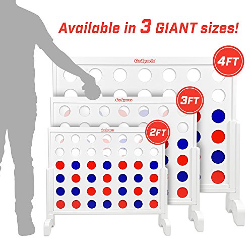 Image of GoSports 2 foot Width Giant 4 in a Row Game with Carrying Case, Made from Wood