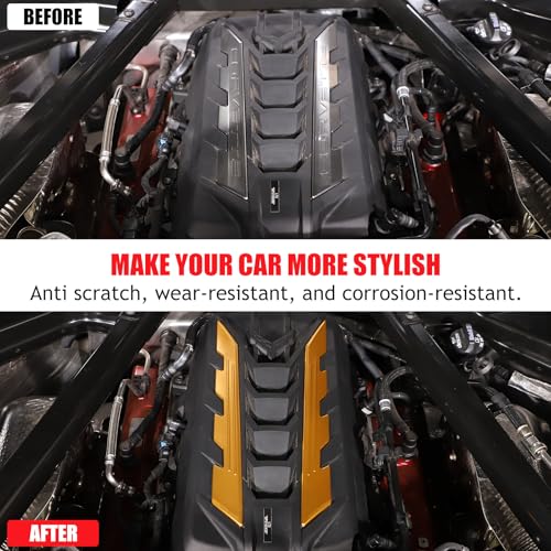 Image of Sekhyna Engine Bay Panel Cover Trim 2PCS Compatible with Corvette C8 Stingray 2020-2025 Engine Cover Left Right Protective High Temperature Resistance Cover Trim Accessories (Yellow)