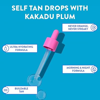 Australian Glow Self Tanning Drops With Hyaluronic Acid, for Face & Body, DARK - 1.35 fl. Oz / 40ml