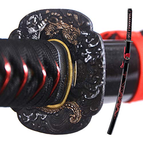 Katana Swords Japanese Swords Samurai Sword,1095 High Carbon Steel Katana,Wave Blade,Full Tang,Alloy Fitting,Very Sharp
