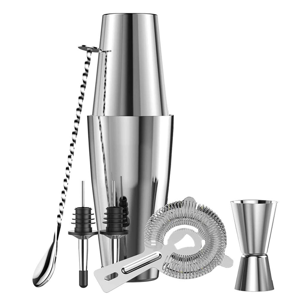 de coctelera de cóctel, coctelera de con colador, Set de Barra de Acero Inoxidable de 6 Piezas Kits de Mezclador de barmanos