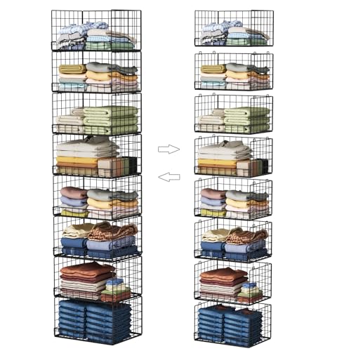 Image of Yociyoga 8-Tier Stackable Closet Organizers and Storage Shelves, Foldable Closet Shelf Organizer, Stackable Storage Bins Drawers for Closet Organizer System, Black(Patent No. 30022416)