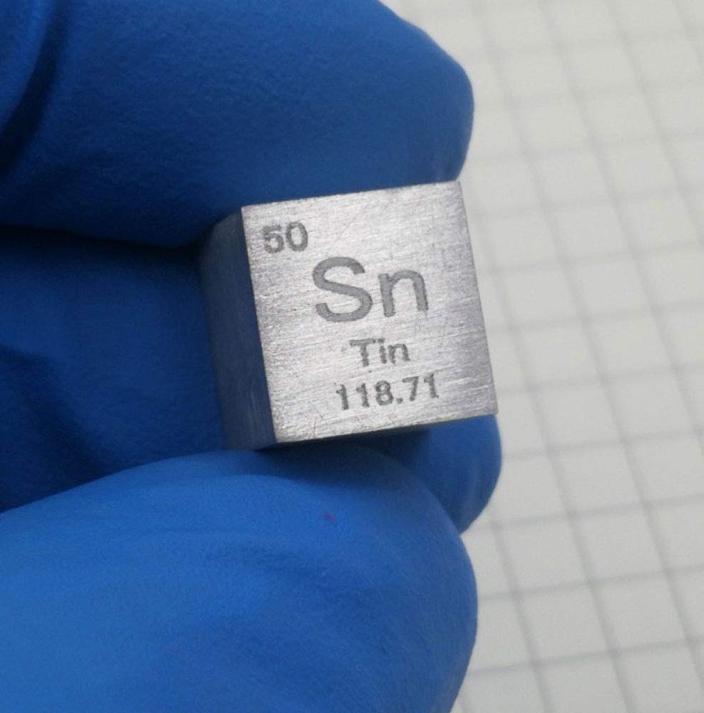 Metal Cubes -1 Pcs,10mm Metal Density Cube More Than 99% Purity, Periodic Table Metallic Element Cube 10mm(4'') Each Side, Sample Gift, 1 Cube (Sn(Tin))