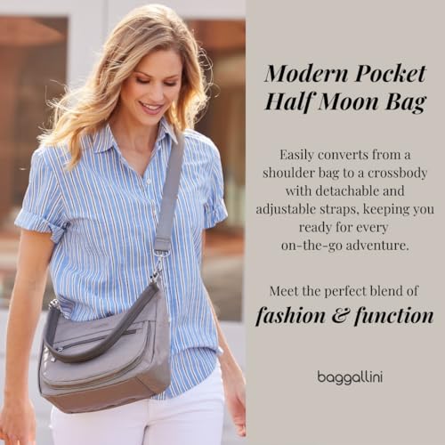 Image of Baggallini Modern Pocket Half Moon 11 inchx10.5 inch Shoulder Women W /Replaceable Straps Converts to Crossbody Bag
