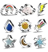 Weather Cookie Cutter Set for Baking - 9 Piece - Rainbow Cloud Lightning Bolt Raindrop Sun Shooti...