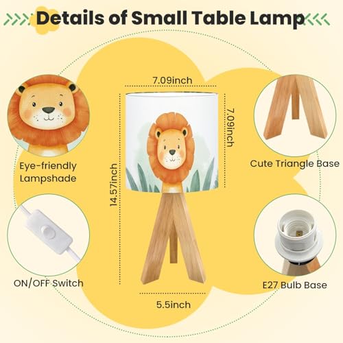 Lámpara de mesa infantil con base de madera y pantalla de lino miniatura 2