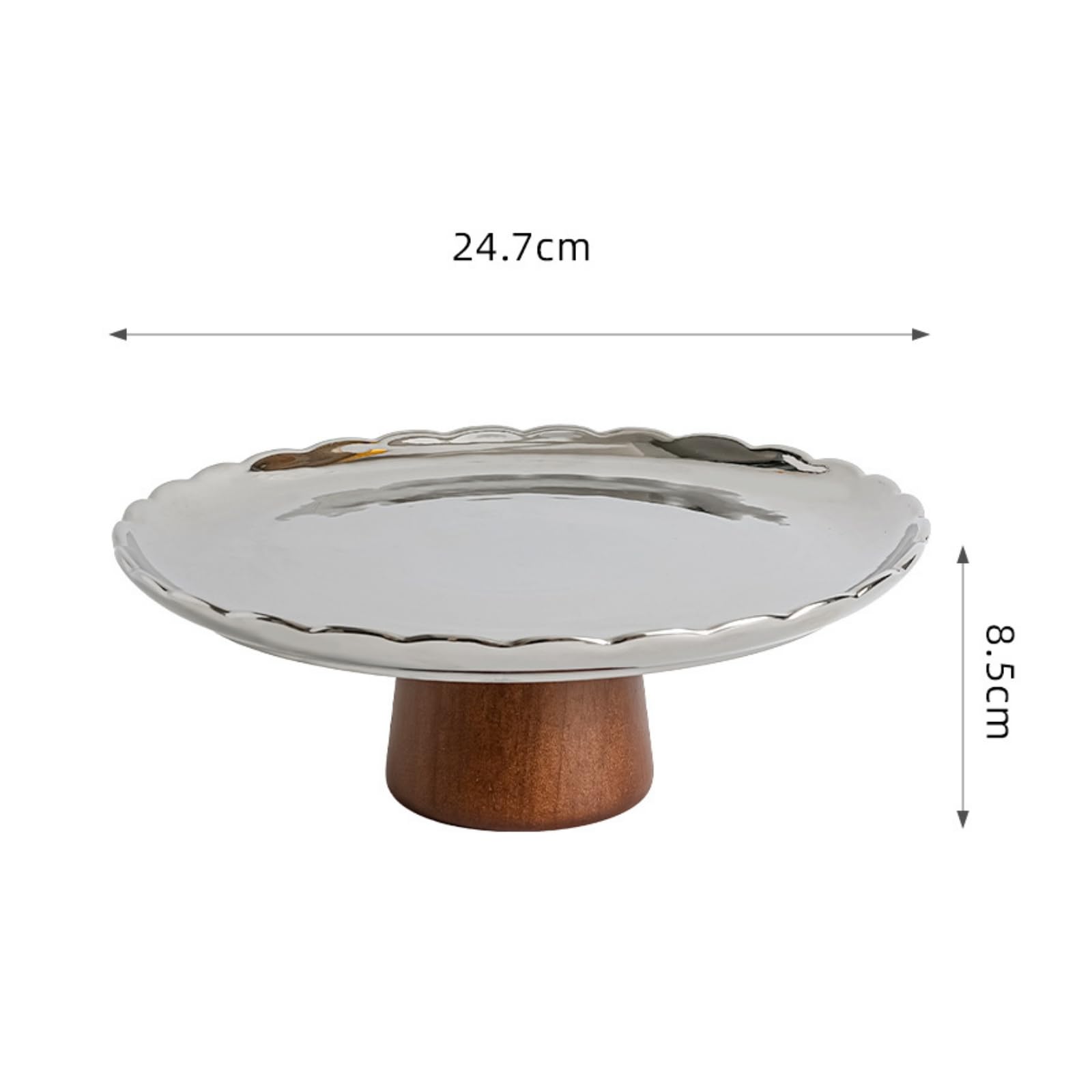 Alzata per Dolci Naturale, Argento, Grande, Diametro 24,7 Cm
