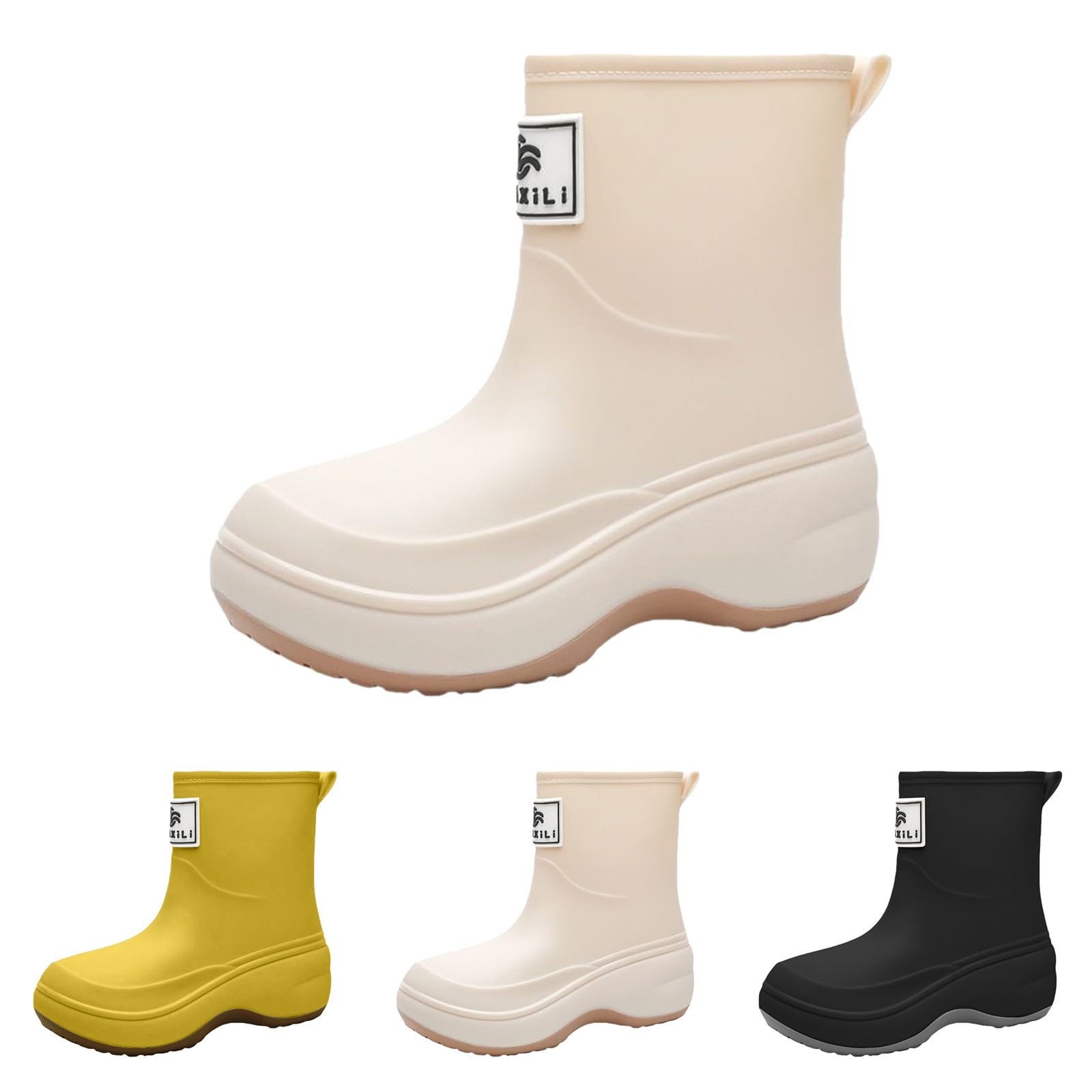 Botas de goma para mujer, botas de lluvia impermeables, botines de goma, botas de goma para exteriores, botas de goma para exteriores, botas de jardín, botas cortas de lluvia antideslizantes, botas de